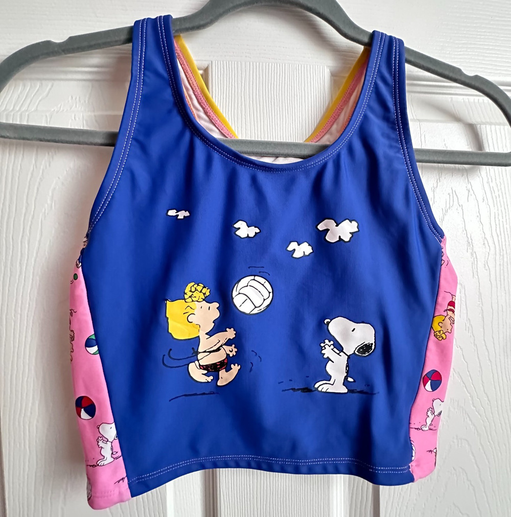 Girls Hanna Andersson Peanuts Snoopy Racerback Tankini Swim Top Size 150 cm / 12